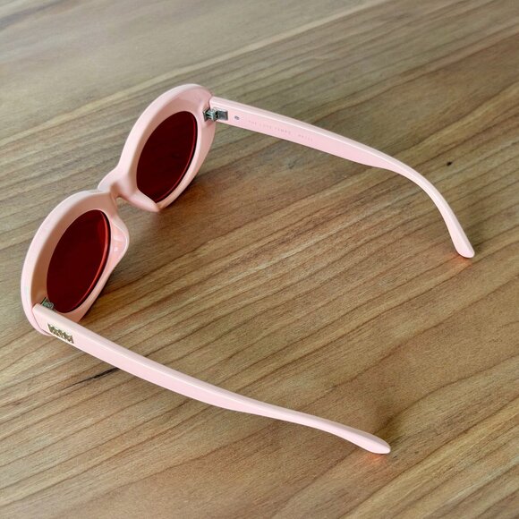 Crap Eyewear Pink Oval Frame Sunglasses with Red Lenses main image 9